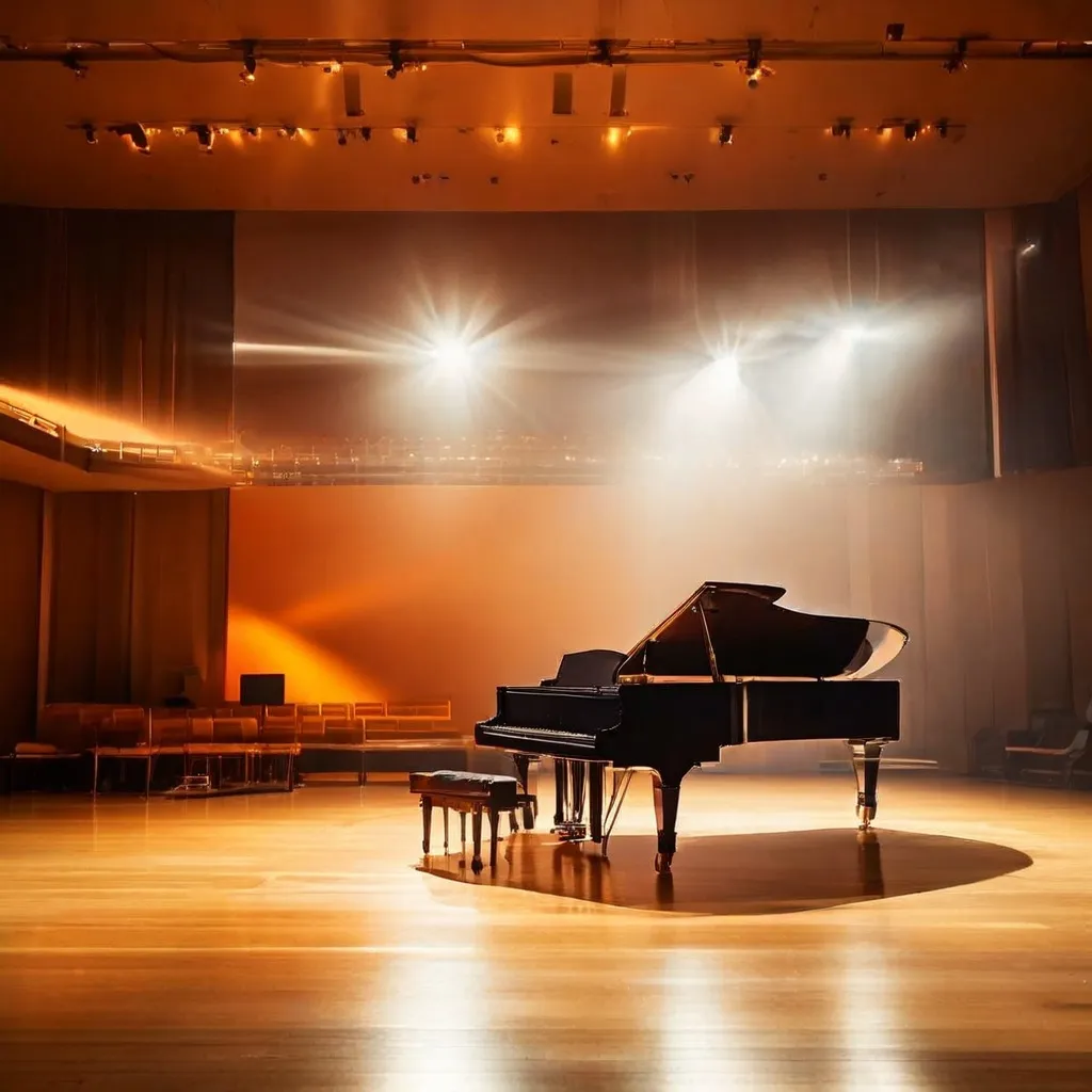 Interior de la sala de conciertos Salurinn, mostrando un escenario preparado para un evento musical.