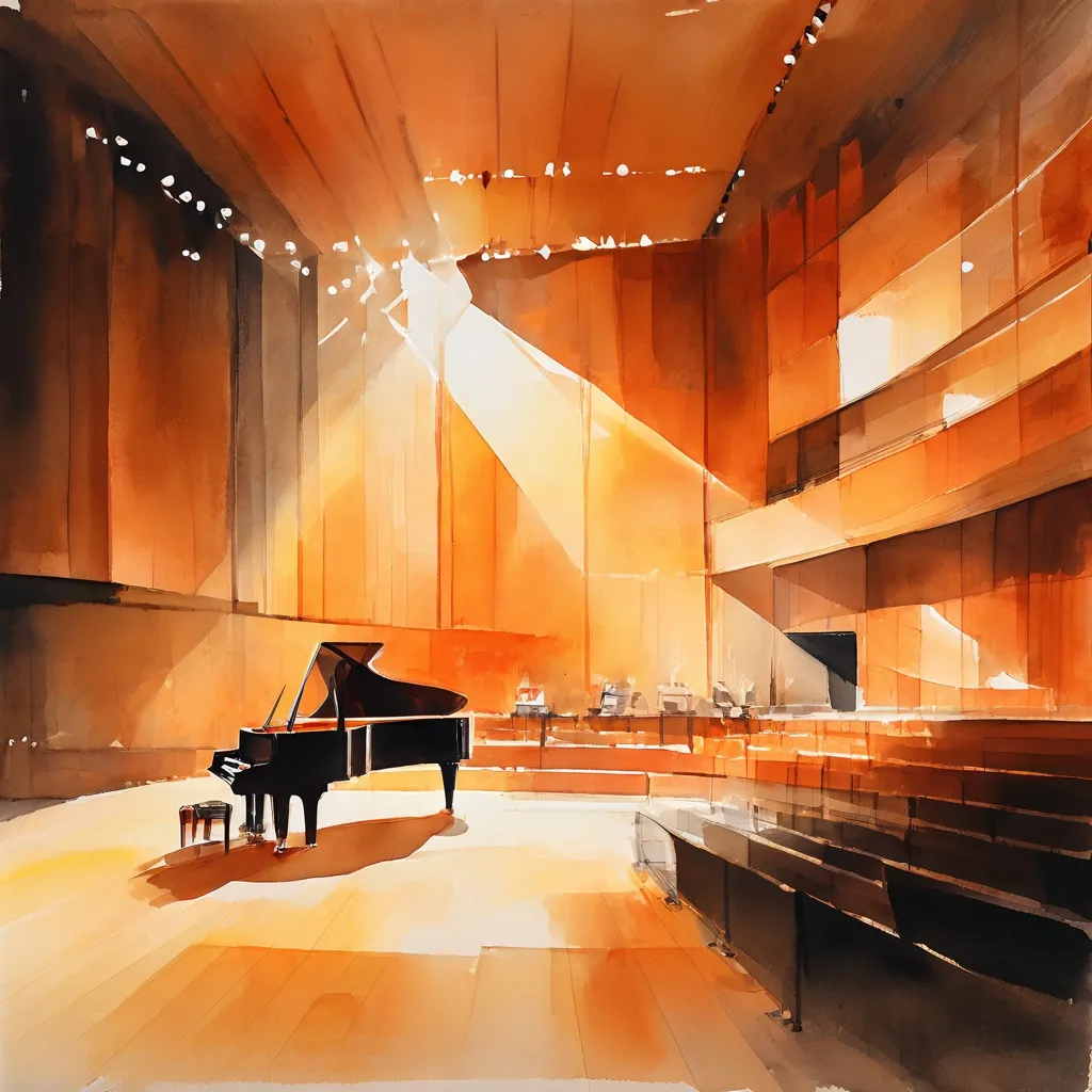 The interior of the Salurinn Concert Hall stage set for a classical performance.