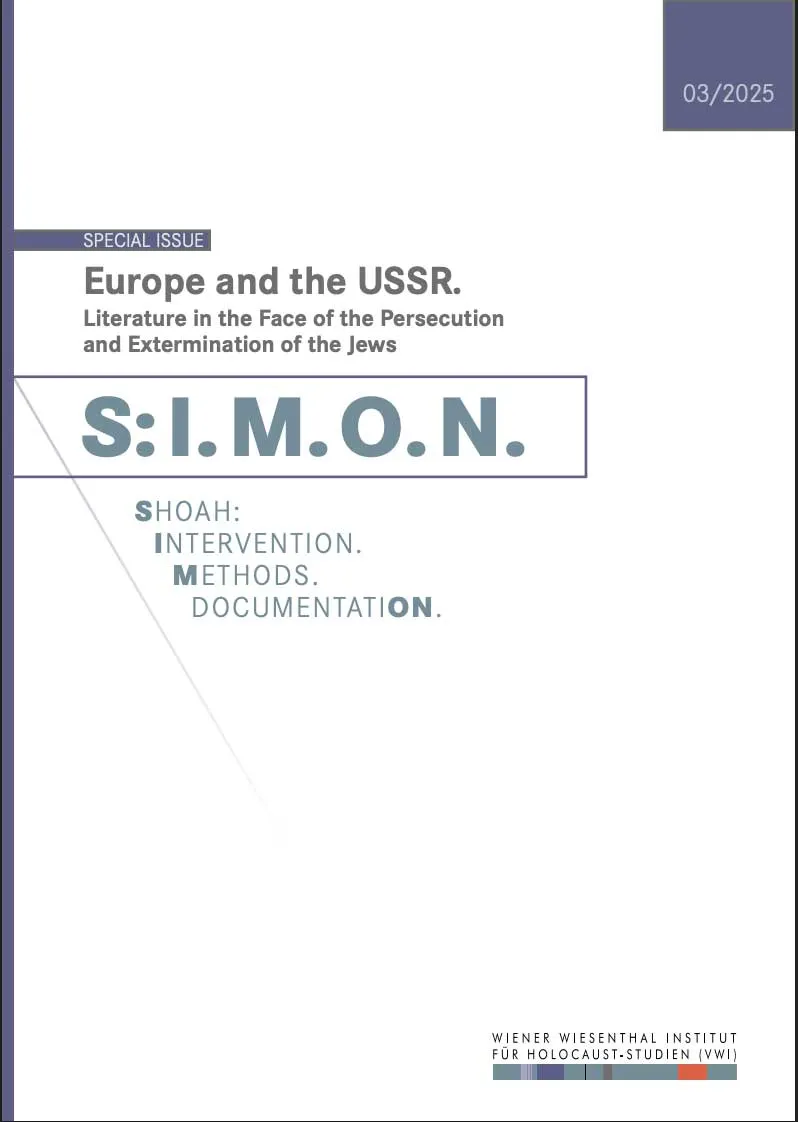 Publication cover with text 'S:I.M.O.N.' and 'Wiener Wiesenthal Institut für Holocaust-Studien (WWI)'