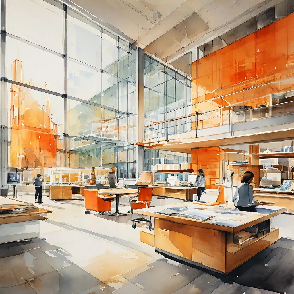 The modern interior of the BRON research centre at Musea Brugge, featuring an inviting and professional study environment.