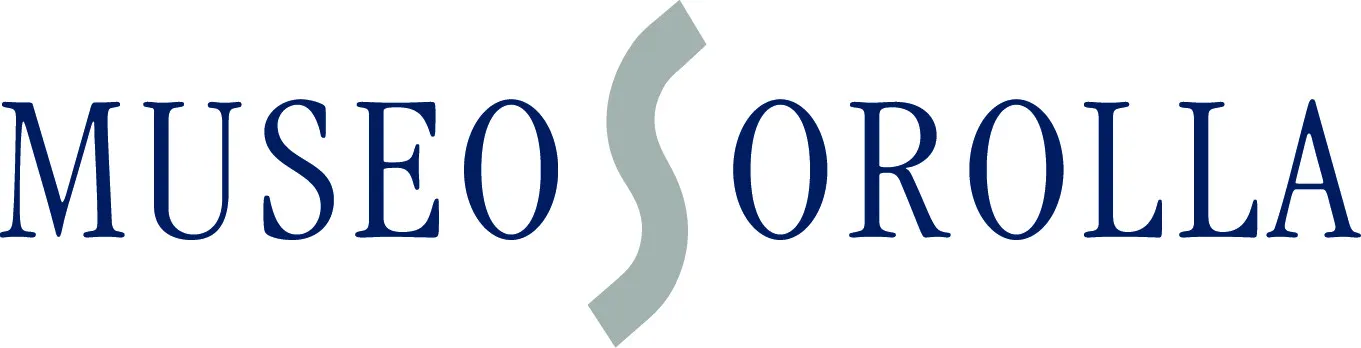 Museo Sorolla woordmerklogo in blauwe tekst met een grijze gestileerde 'S' tussen de woorden