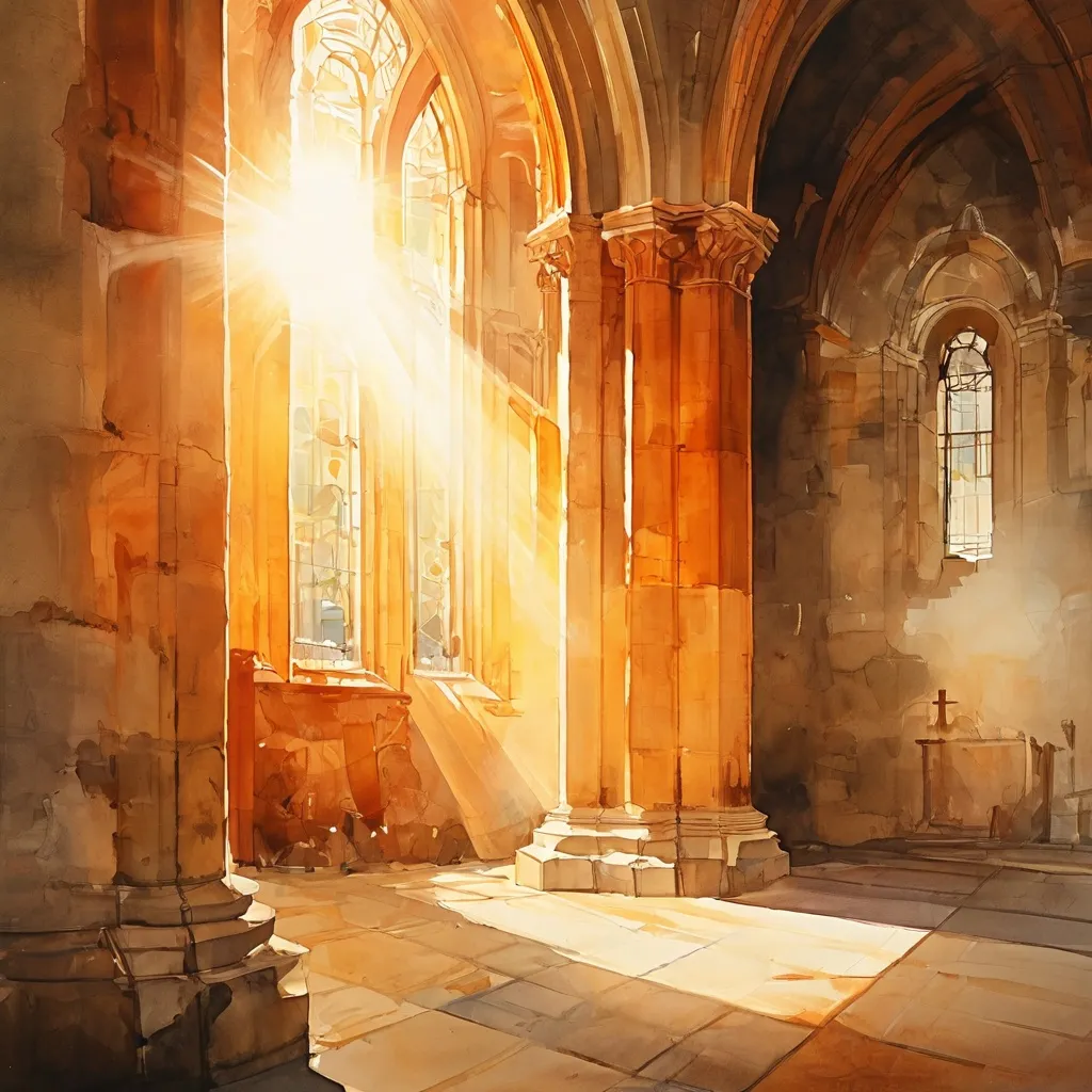 Kontemplacyjny obraz autorstwa Celii Montague wyeksponowany na kamiennym filarze wewnątrz kościoła St Barnabas w Jericho.