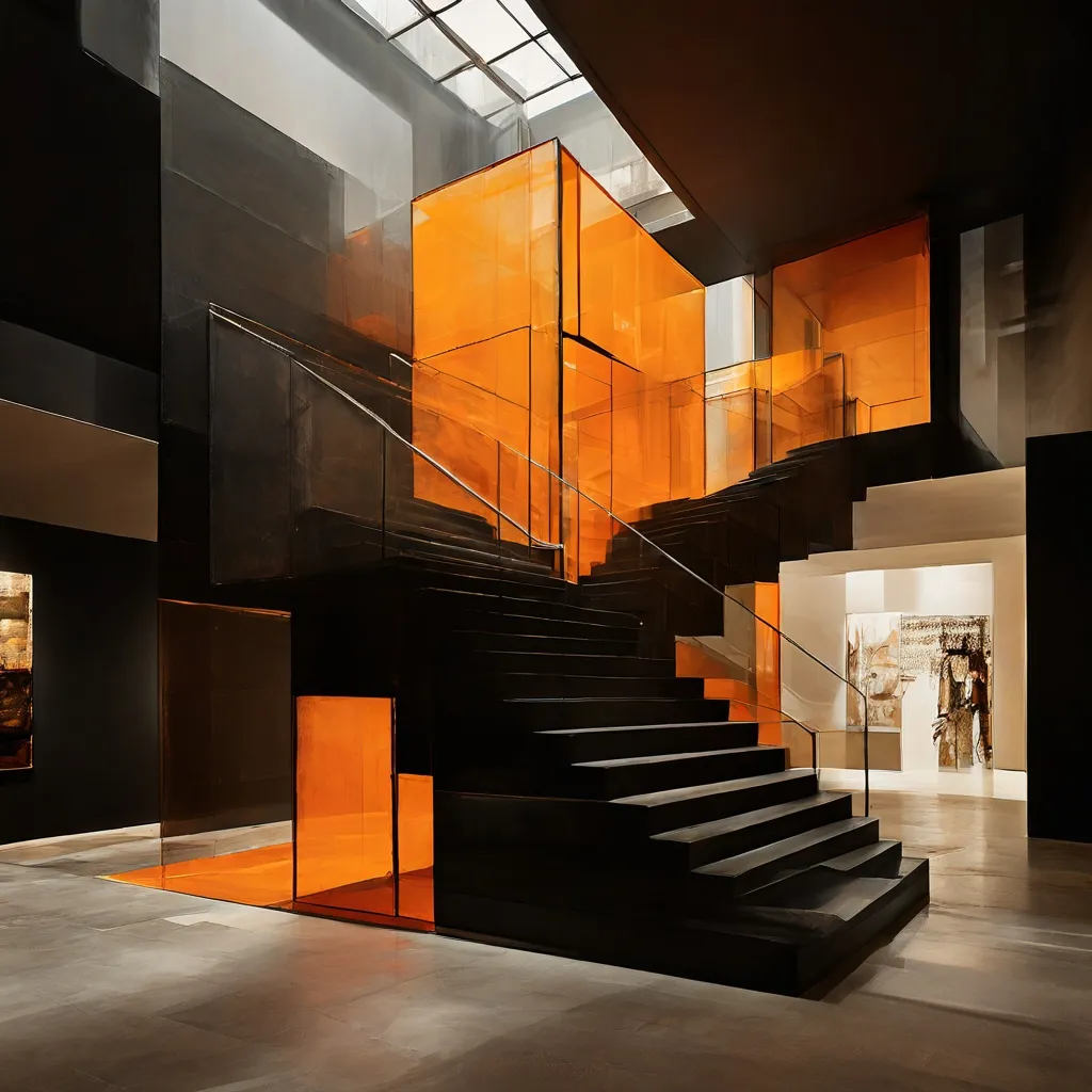 Wielkoformatowe dzieła abstrakcyjne Adama Pendletona zainstalowane w Stedelijk Museum Amsterdam.