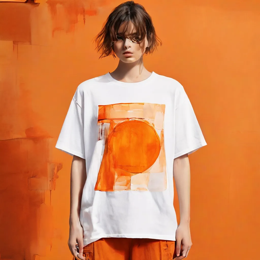 Kreatywnie zaprojektowana koszulka z widocznymi szwami i wycięciami, symbolizująca unikalną koncepcję „Cut to Wear”, prezentowana w nowoczesnym otoczeniu Stedelijk Museum Amsterdam.