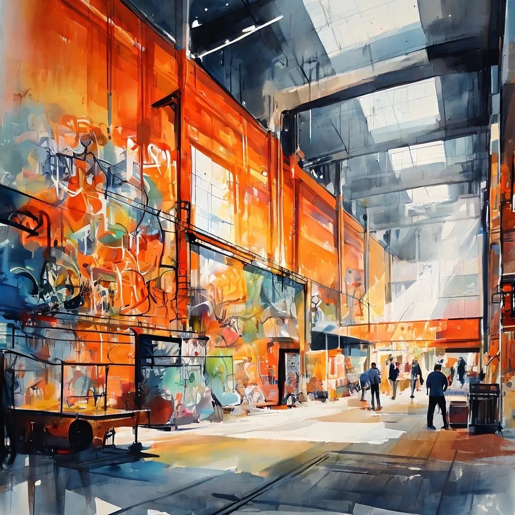 Een tentoonstellingsruimte in het STRAAT Museum, die de historische en culturele diepte van graffiti-kunst belicht met grote muurschilderingen en artefacten uit de Dutch Graffiti Library.
