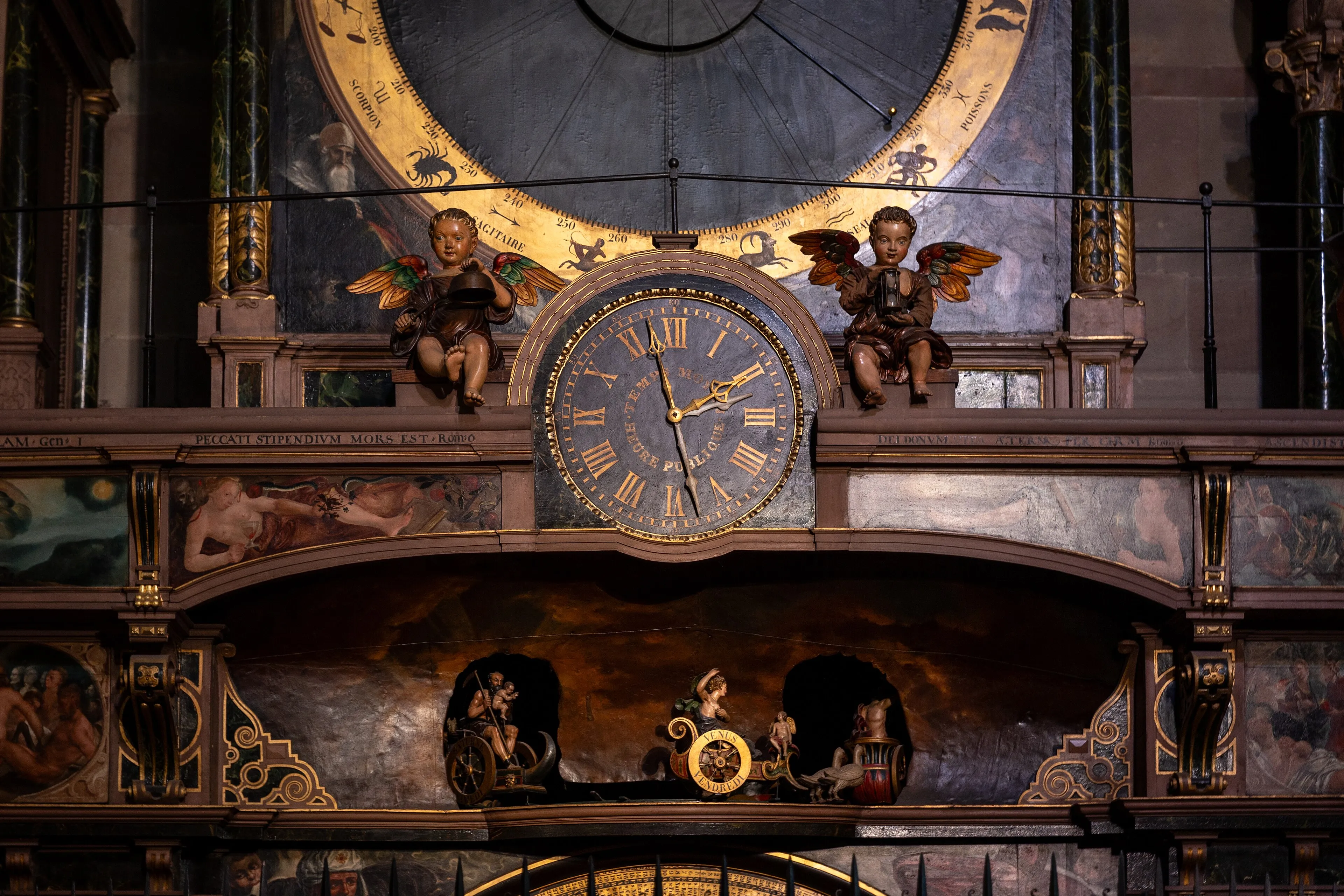 Interior view of Strasbourg Astronomical Clock in Strasbourg.