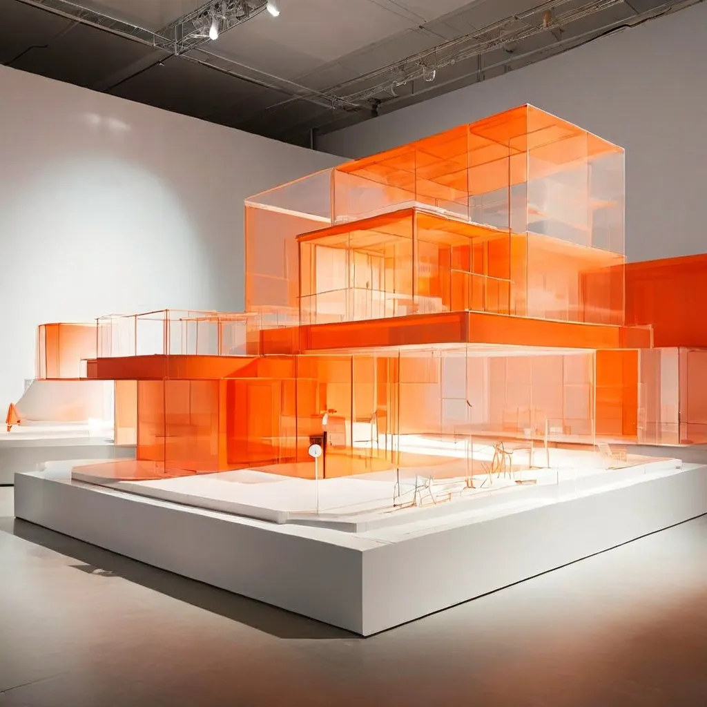 An architectural model displayed in an exhibition setting representing the future vision for SZENE Salzburg.