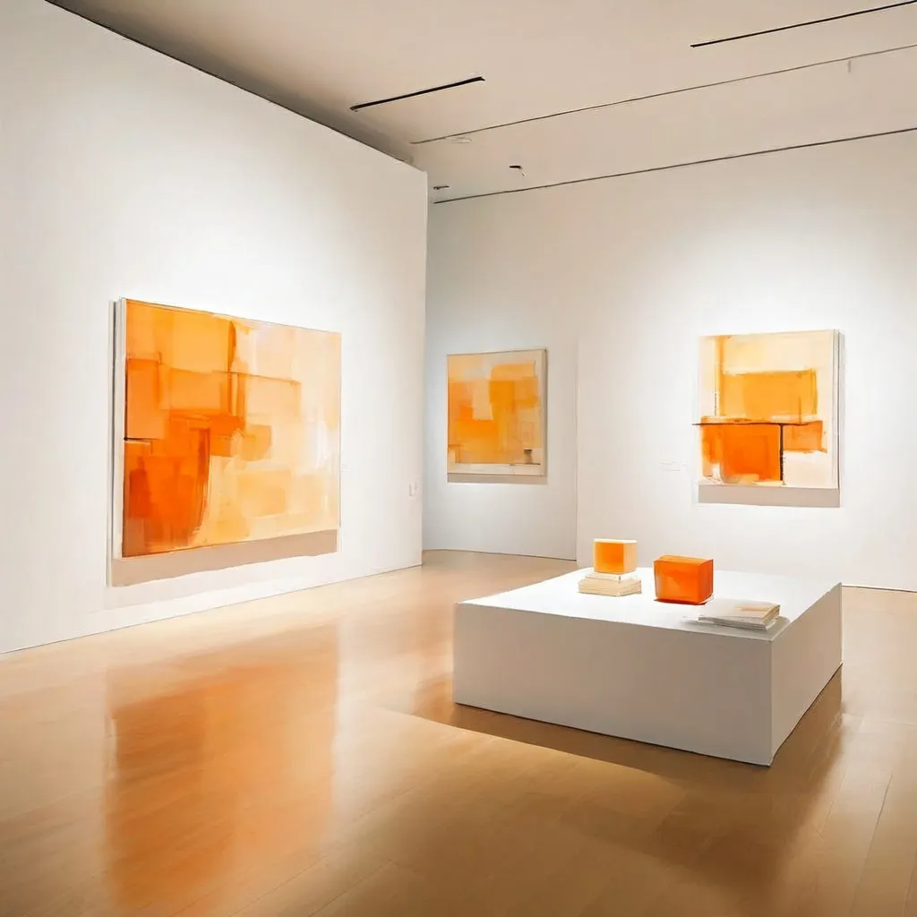 Interieur van de galerie met kleine voorbereidende schetsen naast grootschalige voltooide schilderijen in een tentoonstelling van Alex Katz.