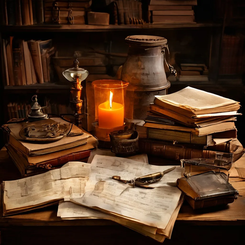 An artistic representation of historical documents and photographs, some depicting community gatherings, symbolizing the preservation of Black history and cultural heritage at The Black Archives.