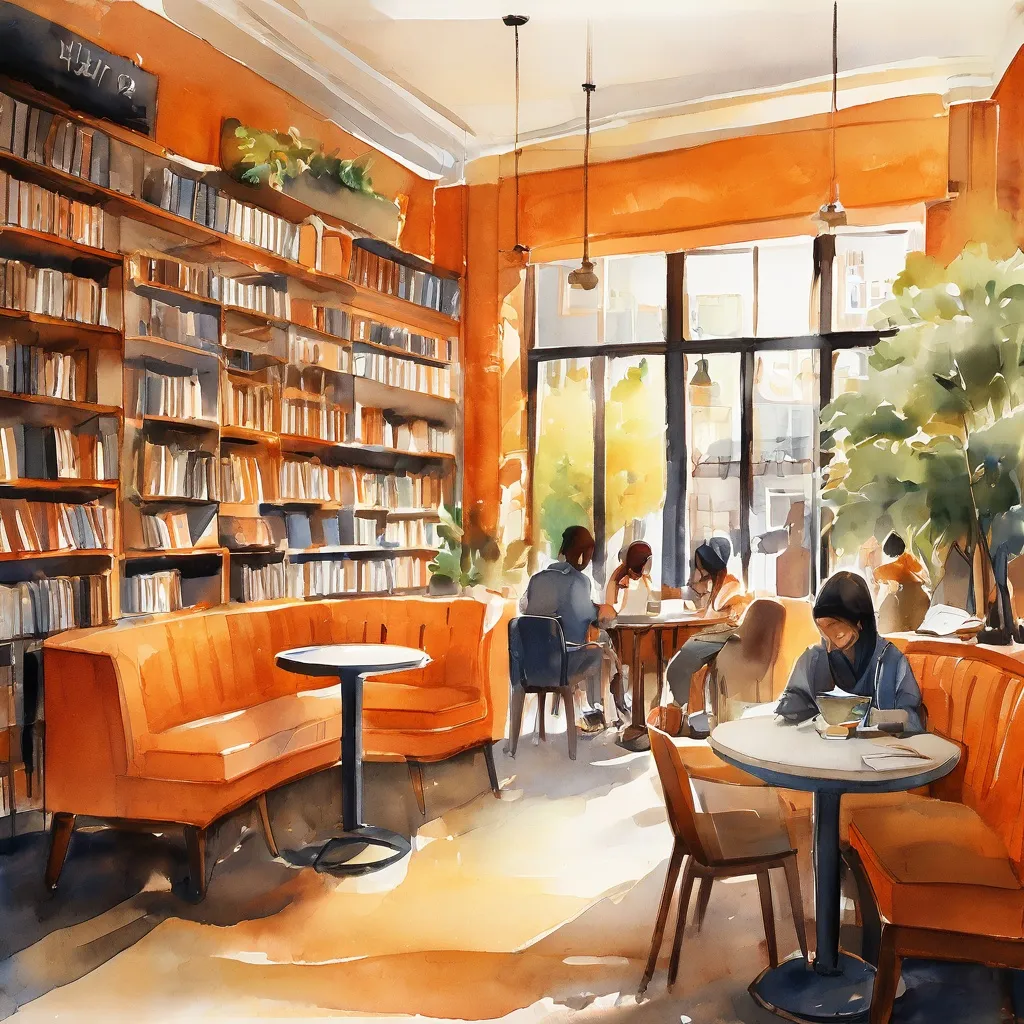 Una atractiva toma interior del New Urban Café en The Black Archives, que muestra filas de estanterías llenas de diversos libros, asientos cómodos y mesas para leer y discutir en comunidad.
