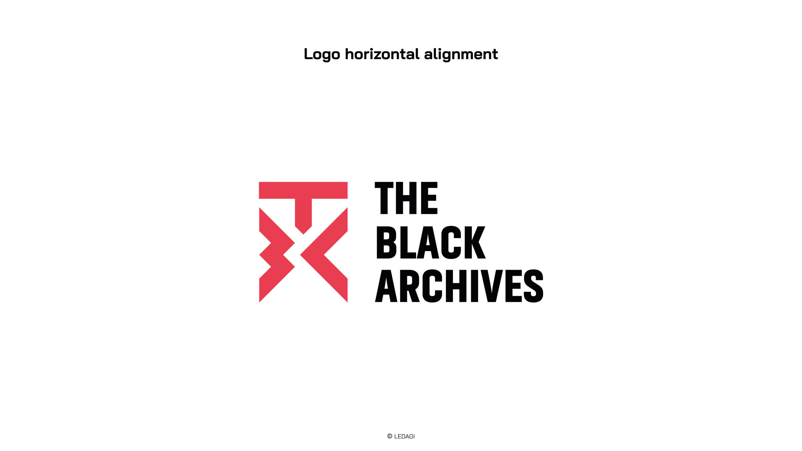 Logo The Black Archives przedstawiające czerwony geometryczny emblemat z przecinającymi się liniami obok nazwy lokalu pogrubioną czarną czcionką