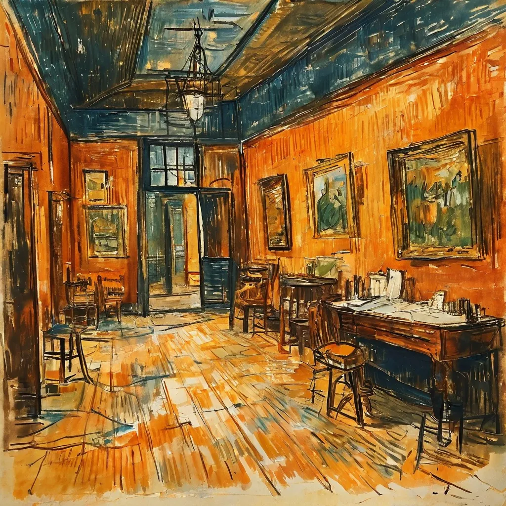 An early painting by Vincent van Gogh displayed in a gallery at the Van Gogh Museum, highlighting the beginnings of his artistic journey.