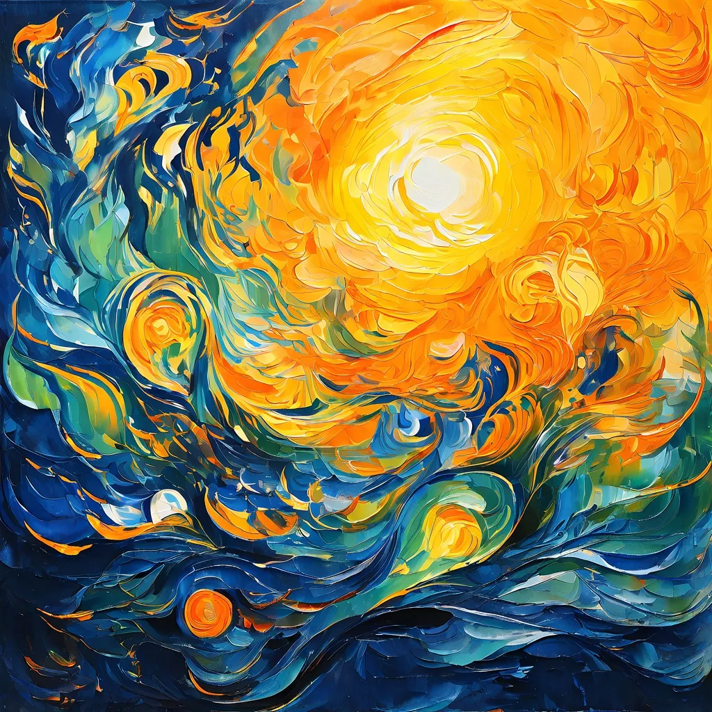 Abstract artwork representing the vibrant and emotional use of color by Van Gogh at the Van Gogh Museum.