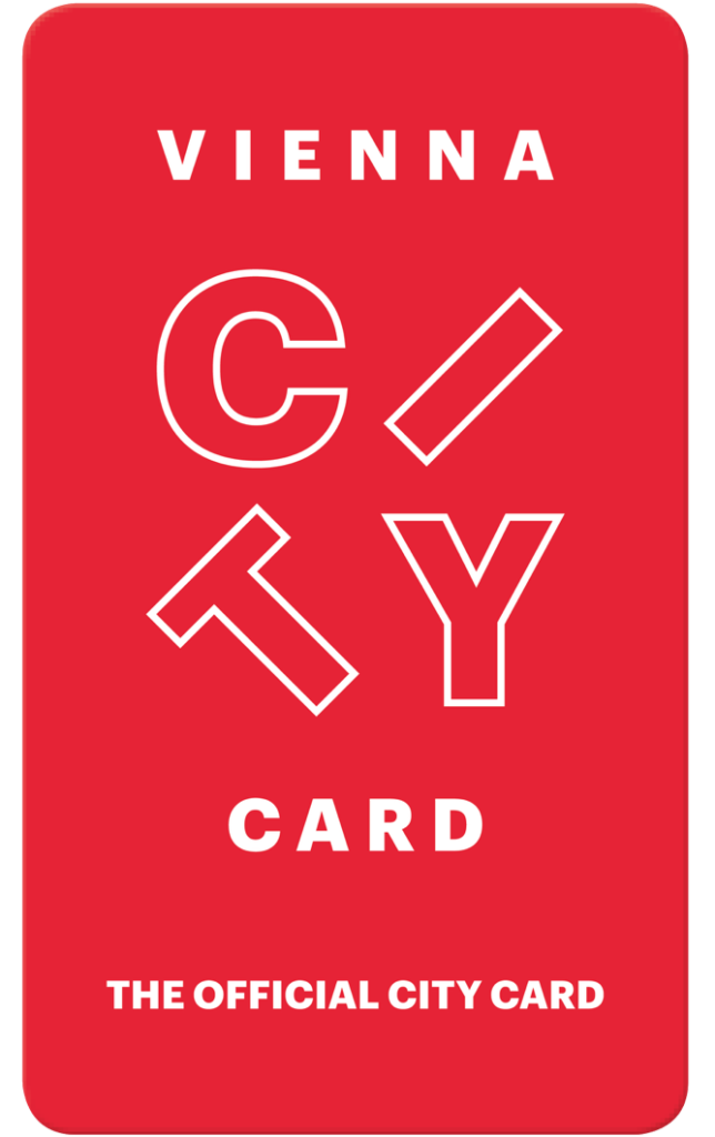 Red card with white text reading VIENNA CITY CARD and the official city card