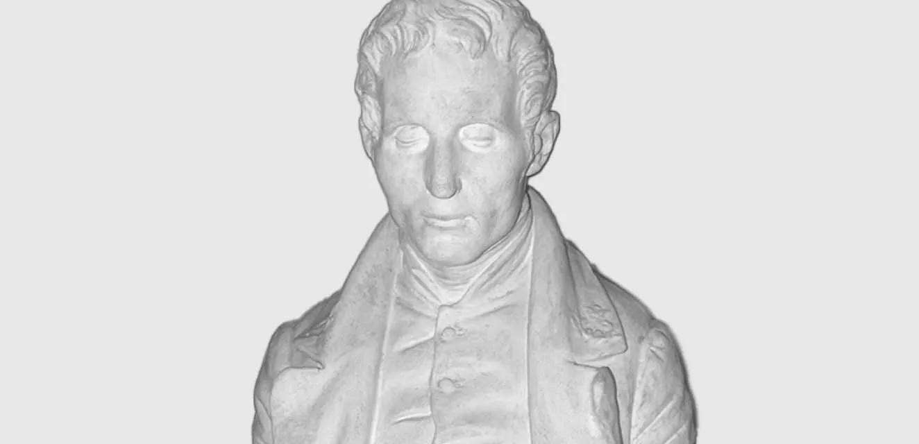marble bust of a man with closed eyes