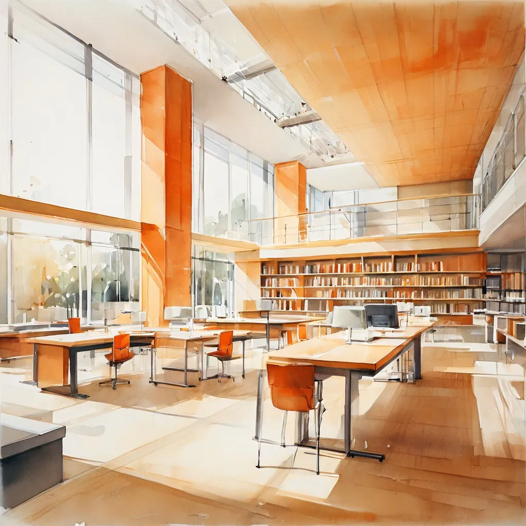 Interior moderno y profesional del nuevo centro de investigación BRON en Musea Brugge, que muestra una biblioteca y zona de estudio.