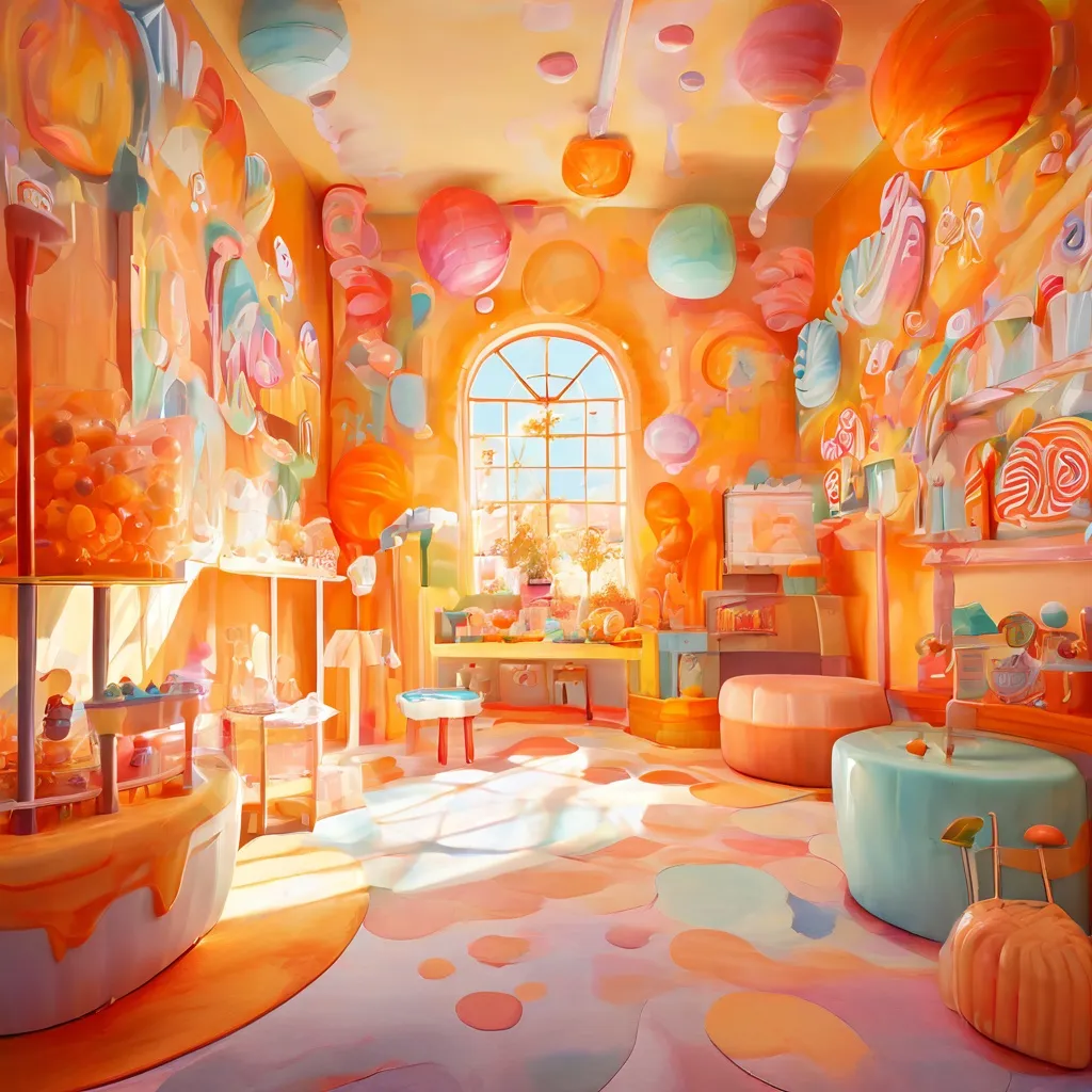 Een levendige, dromerige kunstinstallatie bij WONDR Experience, met pastelkleuren en zachte texturen, die bezoekers uitnodigt tot speelse interactie en het omarmen van hun innerlijke kind.