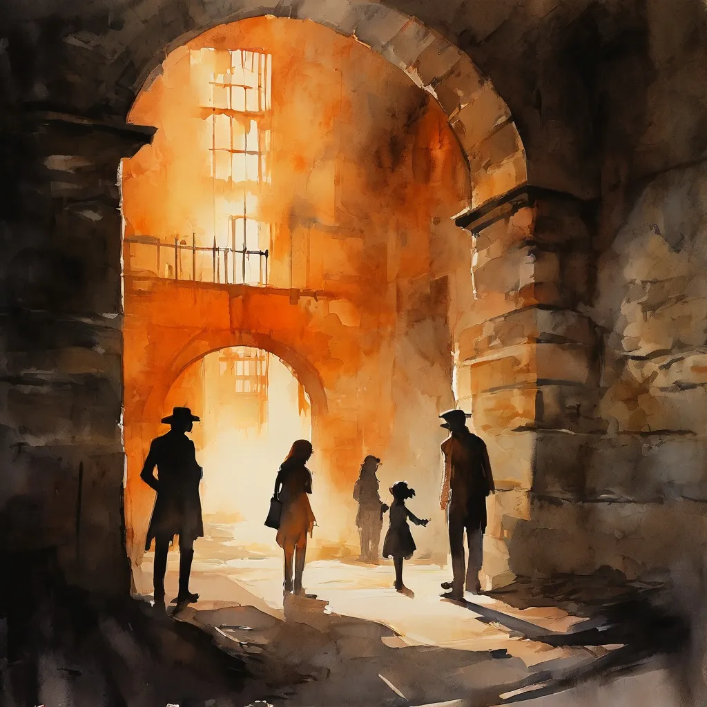 Sfeervolle illustratie van een historische gang met gevangeniscellen in York Castle Museum, passend bij het evenement Museum vol Mysterie.