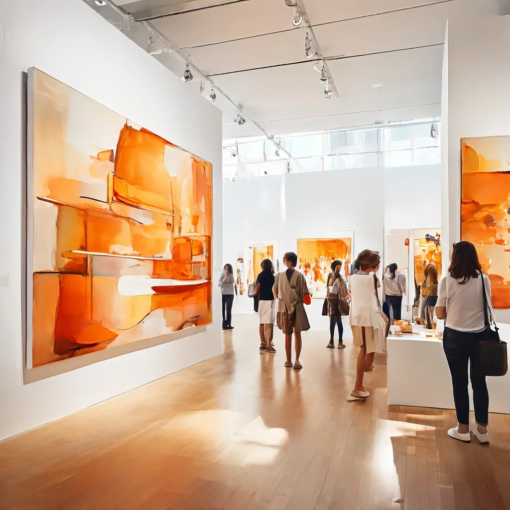 Un stand de exposición de arte cuidadosamente seleccionado que representa a York Fine Arts en una importante feria de arte.